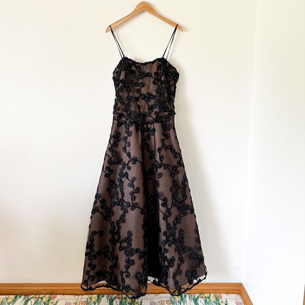 Rose Taft Couture Strapless gown black textured rosettes and hand placed rhinest